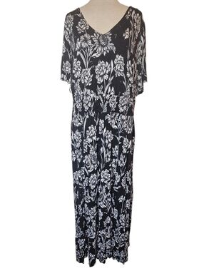 INC Floral Maxi Dress Plus Size 2X Split Skirt Coastal Grandmother Dark Botanica